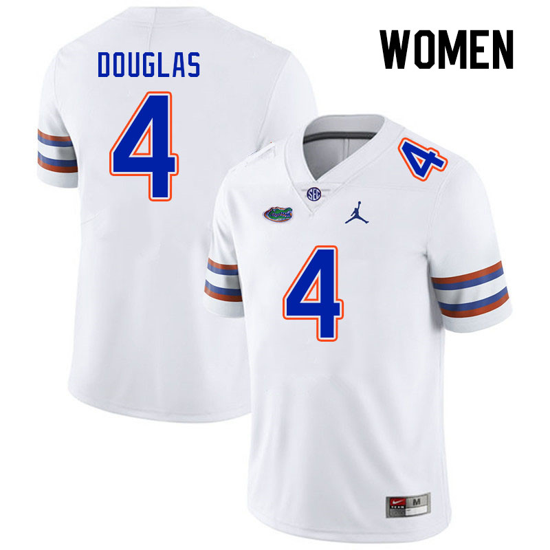 Women #4 Caleb Douglas Florida Gators College Football Jerseys Stitched Sale-White